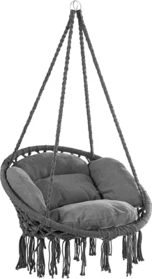 Produktbild von DETEX® Hängesessel bis 150kg Belastbar Boho Stil Wetterfest Garten 360° Drehbar Anthrazit Hängestuhl Indoor & Outdoor inkl. bequemer Kissen