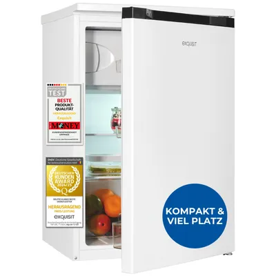 Produktbild von Exquisit Kühlschrank, 107 Liter, 2-in-1, Kühlen & 4-Sterne-Gefrieren, LED-Beleuchtung, kompakt, leise, KS516-4-E-051C weiss