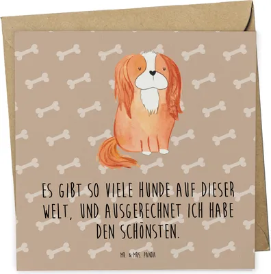 Produktbild von Mr. & Mrs. Panda Grußkarte Hund Cavalier King Charles Spaniel - Hundeglück - Geschenk, anlasskarte, Glückwunschkarte, Spruch, Klappkarte, Vierbeiner, Sprüche, doppelkarte