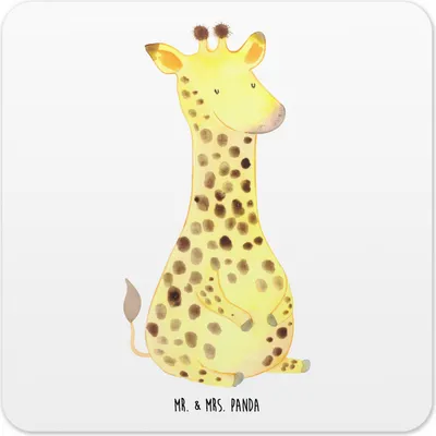 Produktbild von Mr. & Mrs. Panda Untersetzer für Gläser Giraffe Zufrieden 10er Set - Weiß - Geschenk, Tassen-Untersetzer, Glück, Glas-Untersetzer, Afrika, Tassenuntersetzer, Coaster