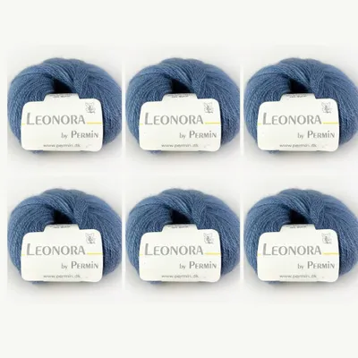 Obrázok produktu pre 6x Leonora od Permin – Luxusná priadza z hodvábu, vlny a detského mohéru (07 jeans)