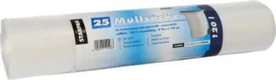 Produktbild von Müllsäcke, LDPE 120 l 110 cm x 70 cm transparent 45 my