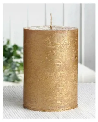 Produktbild von Rustikale Stumpenkerze, 10 x 7 cm Ø, gold-metallic