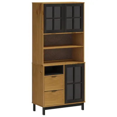 Produktbild von Highboard mit Glastüren FLAM 80x40x180 cm Massivholz Kiefer
