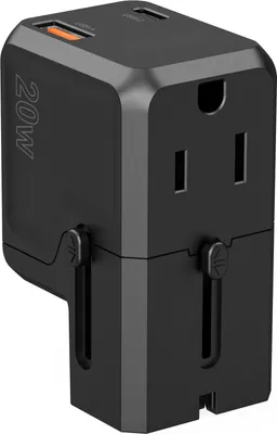 Produktbild von Choetech Pd6038 Usb-C Usb-A Pd 20W Reiseladegerät Usa Eu Uk Au - Schwarz