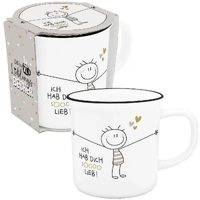 Produktbild von XL-Becher in Emailleoptik "Hab dich sooo lieb"