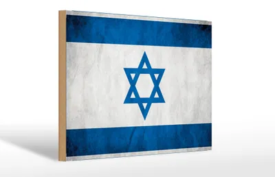 Produktbild von Holzschild Flagge Israel, 30x20 cm, Holzschilder Fahne Nationalität