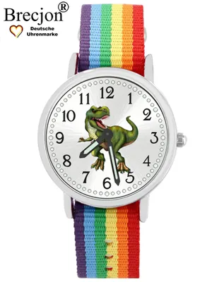 Produktbild von T-Rex Kinderuhr Armbanduhr Jungen Mädchen Lernuhr 5ATM Dino Armband Regenbogen 5107