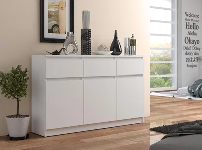 Produktbild von Kommode – Sideboard – Schubladenkommode – 138 cm – Weiß Matt – Elegantes Stauraumwunder mit vielseitiger Nutzung