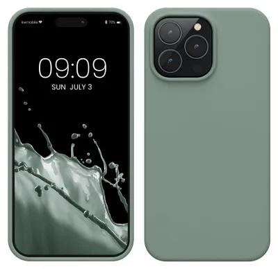 Produktbild von kwmobile Handyhülle für iPhone 14 Pro Max Hülle, für iPhone 14 Pro Max Case - Hülle Silikon - kabelloses Laden - Rainwashed Grün