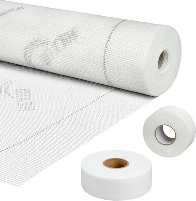 Produktbild von HEXIM Trockenbau, 50m Armierungsgewebe 160g/m², selbstklebendes Gewebeband 50mm, Fugendeckstreifen 50mm - Verfugen von Gipskarton (Fugendeckstreifen 50mm x 50m - 1 Rolle)
