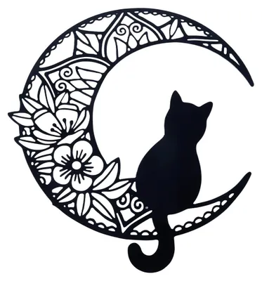 Metall-Wanddeko schwarze Katze Mond 30 cm