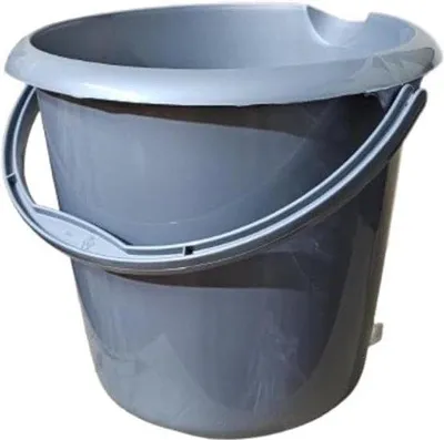Image de Seau argenté de 10 litres avec poignée Easy Grip et anses de transport