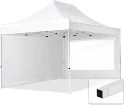 Zdjęcie produktu dla 3x4,5 m Namiot Ekspresowy, ECONOMY Stal 30mm, ze ścianami bocznymi, okna panoramiczne, biały