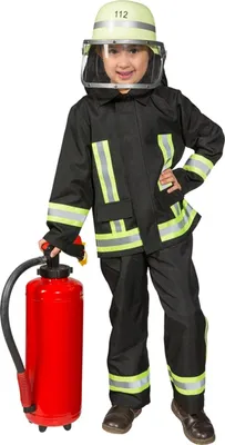 Produktbild von O5288-116 schwarz Kinder Junge Feuerwehr Kostüm Feuerwehrjunge Brandmeister Gr.116