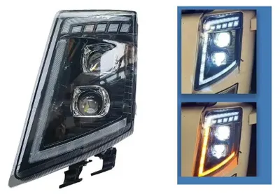 Obrázok produktu pre Ľavý predný LED svetlomet s DRL (denné svietenie), stretávacími a diaľkovými svetlami a smerovkami pre nákladné vozidlá Volvo FH13, FH16, FM460, FH500