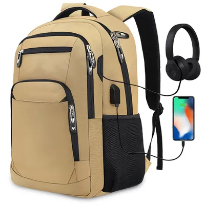Produktbild von OKWISH Laptop Rucksack 17,3'' Business Rucksack Schulrucksack Großer Tragbar Taschen Reise Backpack Daypack Mit USB und Taschen für Herren Khaki