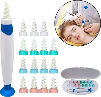 Image de Cure-oreilles Kit d'élimination du cérumen avec nettoyeur à spirale souple - Bleu