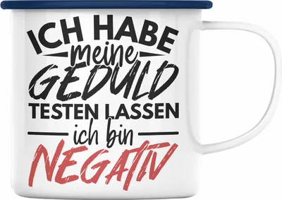 Produktbild von Trendation - Ich Habe Meine Geduld Testen Lassen Lustige Emaille Tasse Geschenk Witziger Spruch Kollege Kollegin Geschenkidee (Blau)