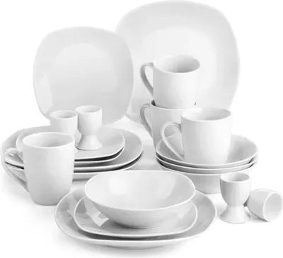 Produktbild von Exquisite Serviesset – 4 Personen – Weiß Keramik – Speiseteller und Breakfast Plates