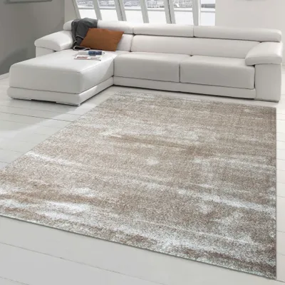 Zdjęcie produktu dla Nowoczesny, designerski dywan do salonu w jednolitym kolorze beżowym, rozmiar - 60 x 110 cm