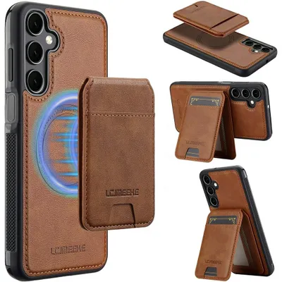 Produktbild von LC.IMEEKE L3 - Leather Back Cover mit Kartenhalter - MagSafe Compatible - Samsung Galaxy S25 FE Hülle - Braun