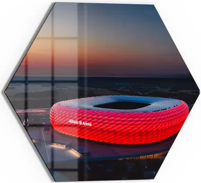 Produktbild von DEQORI Magnettafel Glas 55x48 cm 6-eckig 'Allianz Arena, München' beschreibbar Whiteboard