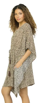 Produktbild von likemary Kurze Kaftane für Damen, Strand-Kaftan-Überzüge für Badeanzüge, Leopard