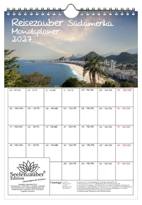 Produktbild von Reisezauber Südamerika Planer DIN A4 Kalender für 2027 Strand Brasilien Peru Argentinien Stadt Reise Land Urlaub - Seelenzauber