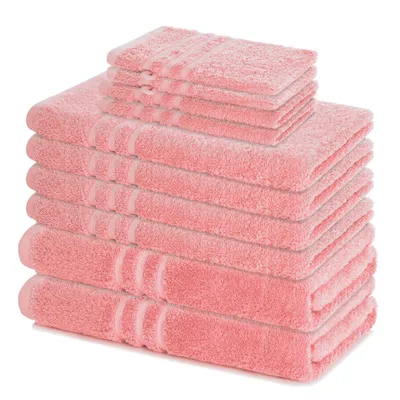 Zdjęcie produktu dla Zestaw ręczników Lavea® Elena, 10-częściowy, 100% bawełna - 4 ręczniki, 2 ręczniki pod prysznic, 2 ręczniki gościnne, 2 myjki, zestaw ręczników - kolor pudrowy róż