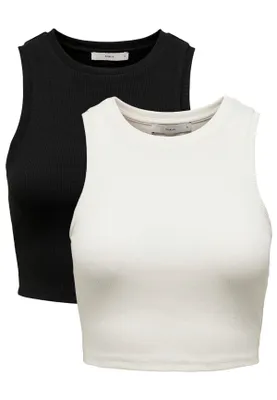 Produktbild von ONLY Cropped Tank Top 2-er Stück Pack Kurzes Shirt Basic Set ONLVILMA Größe: XL