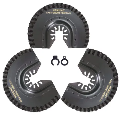 Produktbild von 3-tlg Hartmetall Segment Multitool Sägeblätter für Fliesenfugen entfernen, Schnittbreite 3,2 mm