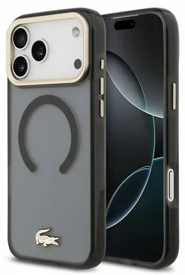 Obrázok produktu pre Lacoste IML odolný voči nárazom Petit Pique so zlatým logom MagSafe kryt pre iPhone 18 Pro Max čierny (57983131866)