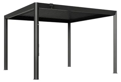 Produktbild von PRIMEYARD Pergola 3,5x3,5 m Aluminium Pfosten und Lamellendach aus Stahl - anthrazitfarbene Terrassenüberdachung