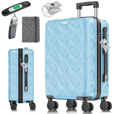 Image de Valise de voyage KESSER® en ABS, coque rigide, roulettes à 360°, avec serrure à combinaison et balance pour valises