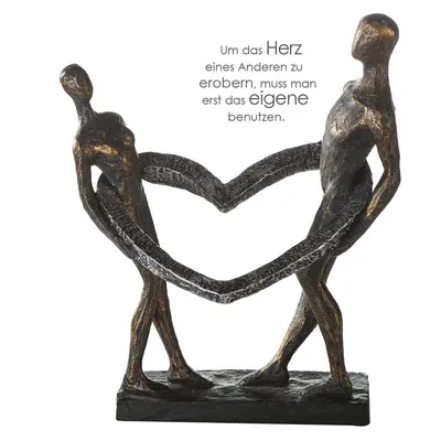 Zdjęcie produktu dla Gilde Skulptur, Herz, "Connected", Paarmotiv, Kunstharz, grau, bronzefarben, VE 1, L. 13 cm, B. 26 cm, H. 31 cm 79292 4001250792925