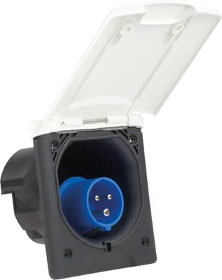 Produktbild von as-Schwabe Camping CEE-Einspeisungsstecker 230V 16A 3-polig Klappdeckel IP44 Weiß