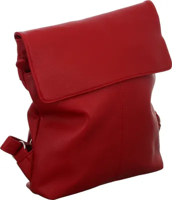 Produktbild von Roter kleiner Rucksack aus glattem Kunstleder mit Magnetverschluss, verstellbare Schultergurte 30x33x6 cm (BxHxT)