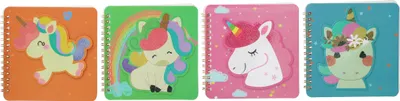 Produktbild von Notizbuch spiralgebunden, liniert, 50 Seiten, 14 x 14 cm – 3D Einhorn