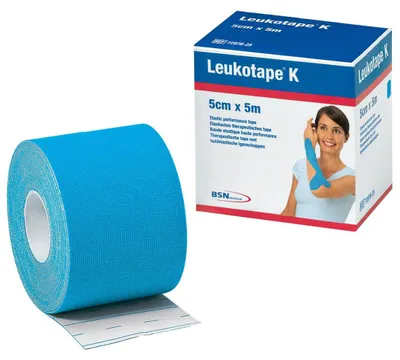 Immagine prodotto di Benda Adesiva Actimove Leukot K Taping Fisioterapico Larghezza 5 Cm Lunghezza 5 M Colore Blu In Rotolo