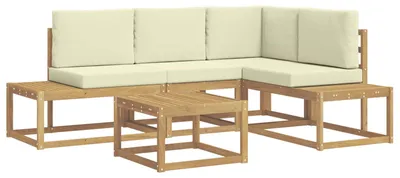 Produktbild von vidaXL Outdoor-Sofagarnitur 4 Stück Weiß und Creme Polyester