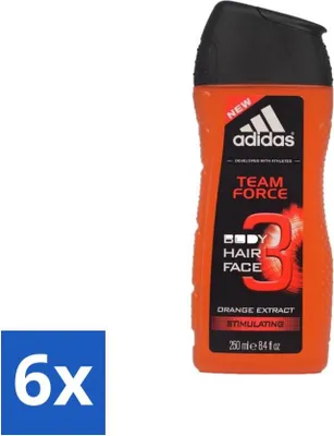 Produktbild von Adidas - 3-in-1 Duschgel - Team Force - Orangenextrakt - Stimulierend - 250 ml - Vorteilspack - 6 Stücke