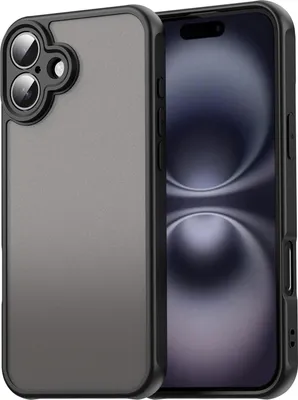 Image de Coque pour iPhone 16 Plus, dos mat translucide avec protection de l'appareil photo, coque de protection antichoc Noir