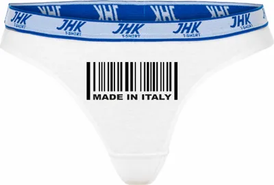 Produktbild von Damen Thong Slip - Boxer-0045-woman-white-h-XL - weiß - XL - hinten -  Italy Barcode - lustiges Motiv - Spruch - Unterwäsche - Unterhose - Freizeit - lustig