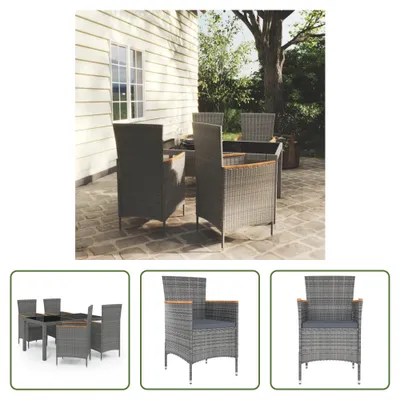 Produktbild von The Living Store 5-tlg. Garten-Essgruppe mit Kissen Poly Rattan Grau