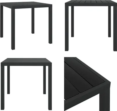 Produktbild von vidaXL Garten Esstisch WPC Aluminium 80 x 80 x 74 cm Schwarz - Gartentisch - Gartentische - Outdoor-Tisch - Outdoor-Tische