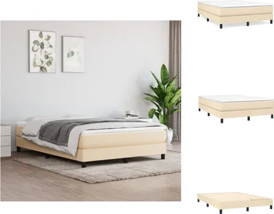 Image de vidaXL Lit Boxspring Crème 140x190 cm Tissu - Lits et Sommiers