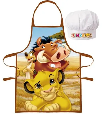 Immagine prodotto di Grembiule per bambini con cappello da cuoco Re Leone