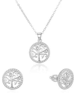 Produktbild von Silbernes Schmuckset Baum des Lebens AGSET213R (Halskette, Ohrringe)