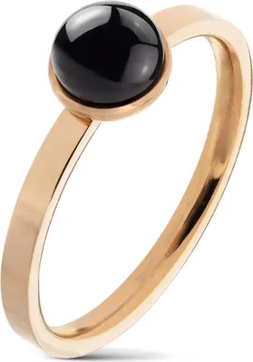 Produktbild von viva-adorno Gr. 50 (15,9 mm Ø) Damen Ring Verlobungsring Edelstahl Rosegold mit Achat Stein Schwarz RS57,